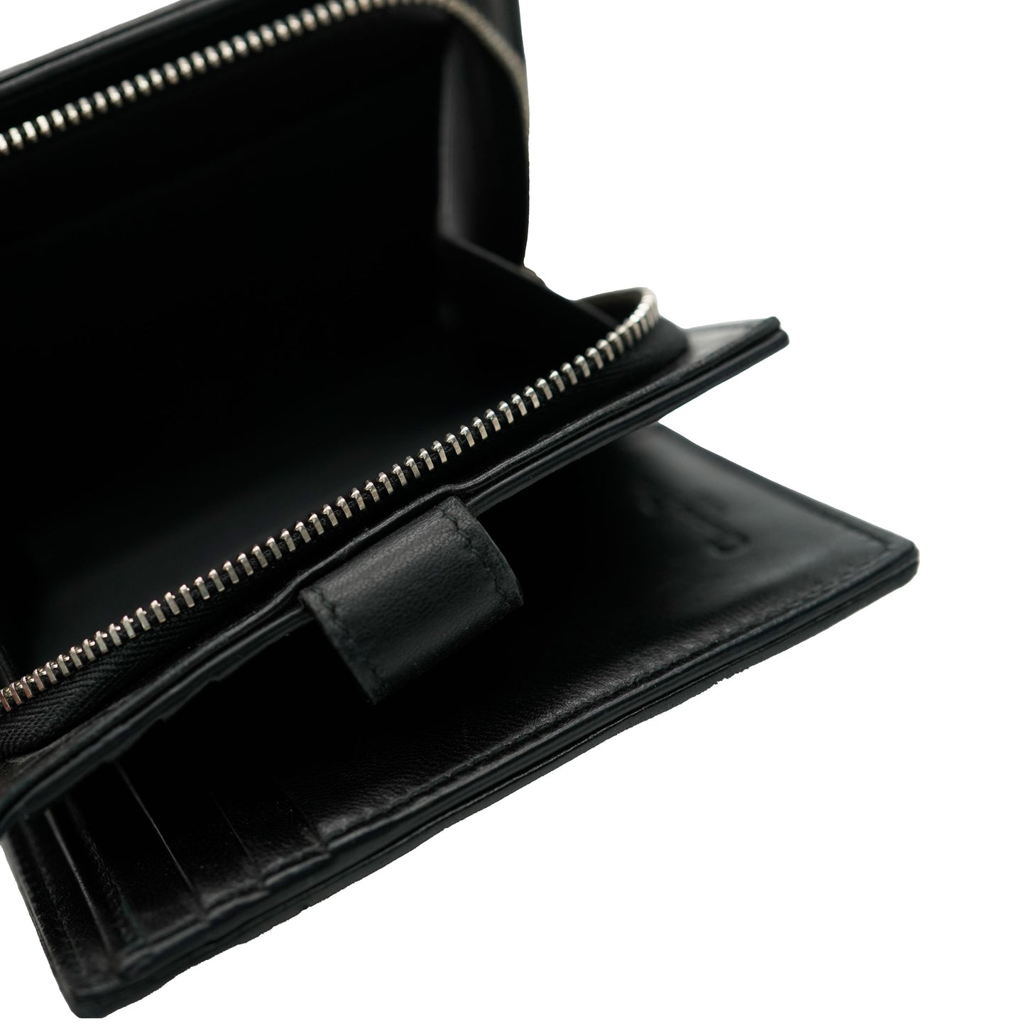 CHRISTIAN DIOR Black Quilted Lambskin Cannage Lady Dior Wallet