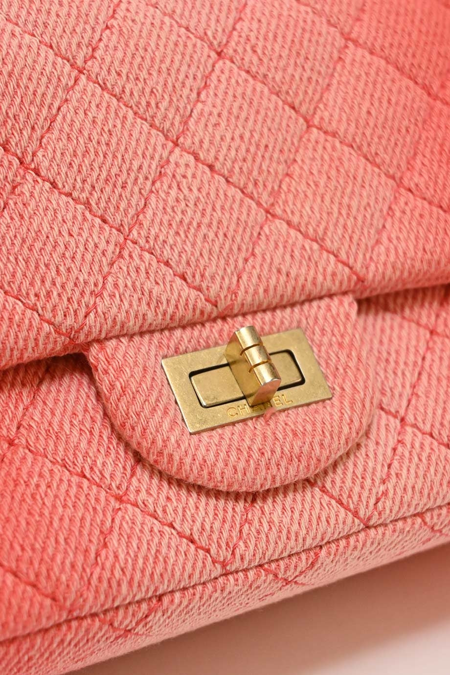 Top Quality Chanel Coral ombre cotton denim 2.55 reissue 225 double New bag with aged gold-tone hardware