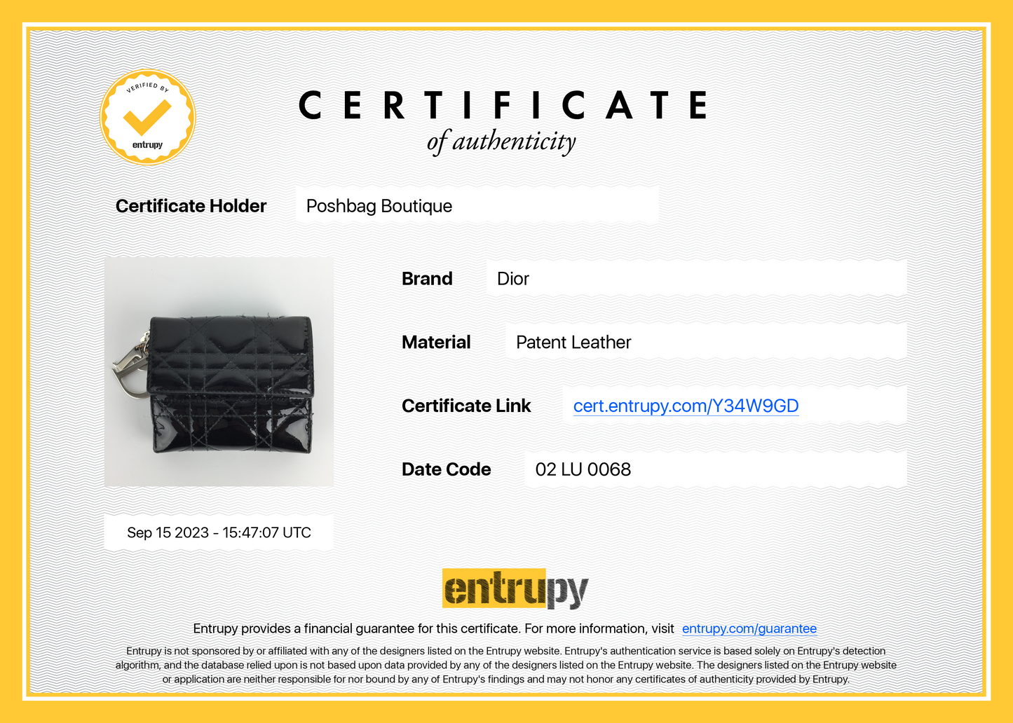Patent Leather Cannage Quilted Wallet