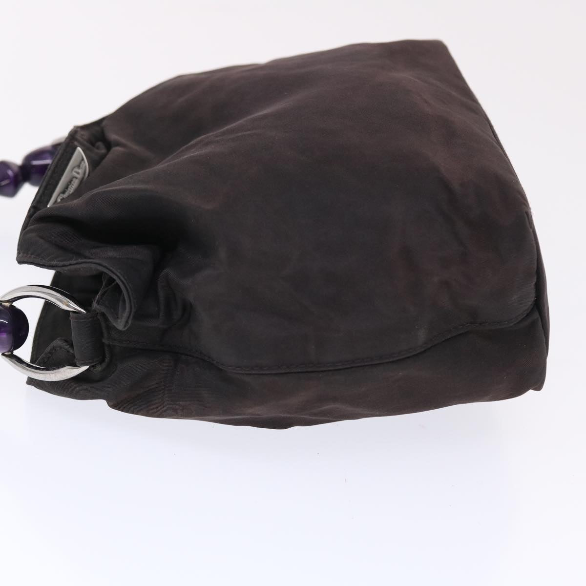 CHRISTIAN DIOR Maris Pearl Hand Bag Nylon Purple Auth yb286