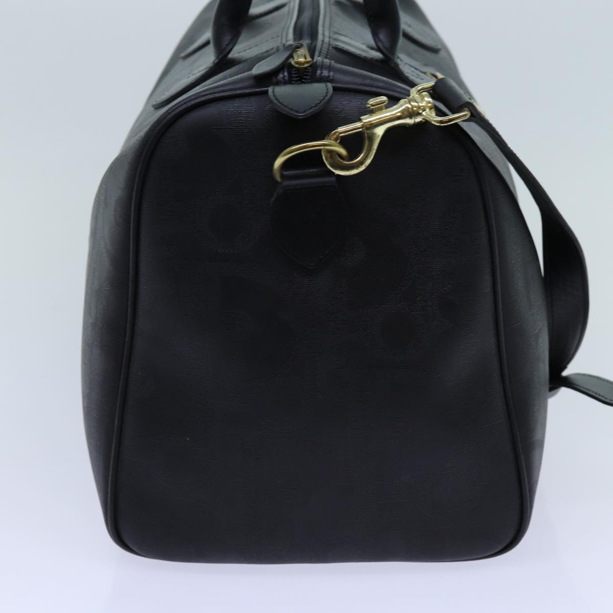 CHRISTIAN DIOR Trotter Canvas Boston Bag 2way Black Auth yk11514