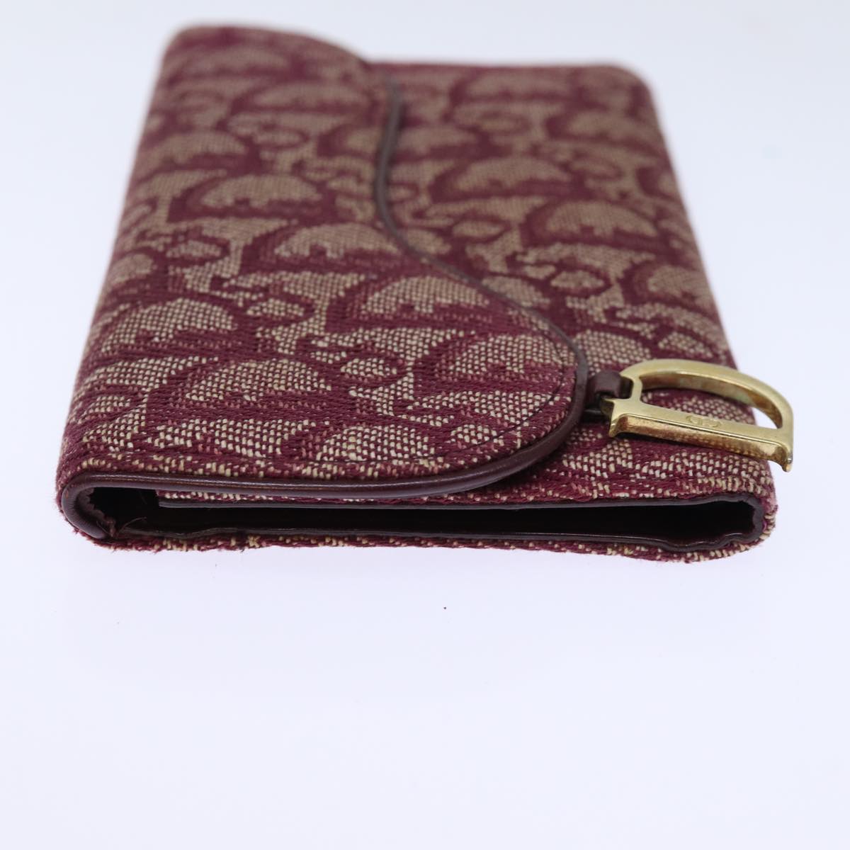 CHRISTIAN DIOR Trotter Canvas Saddle Wallet Red Auth yk12488