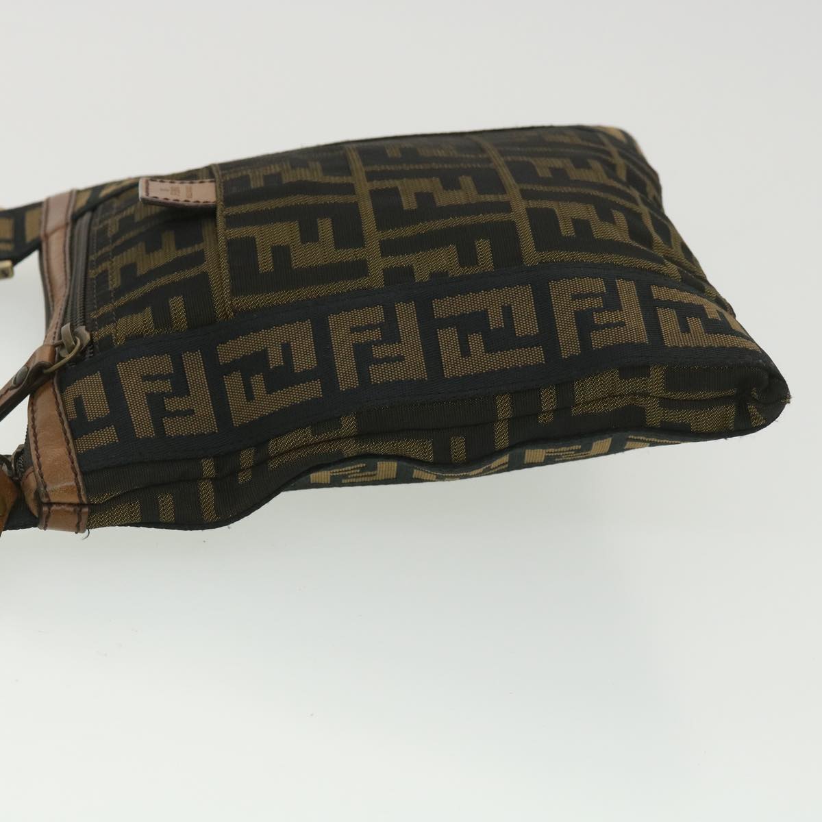 FENDI Zucca Canvas Shoulder Bag Nylon Brown yk6092