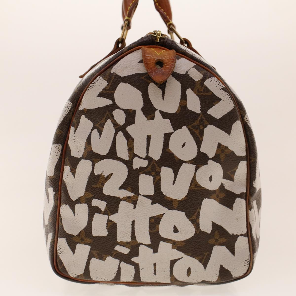 LOUIS VUITTON Monogram Graffiti Speedy 30 Hand Bag White M92195 LV Auth yk6904B