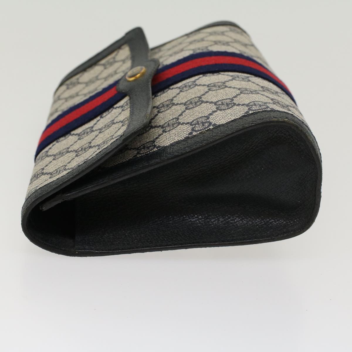 Gucci GG Canvas Sherry Line Clutch Bag PVC Leather Gray Red Navy yk7169