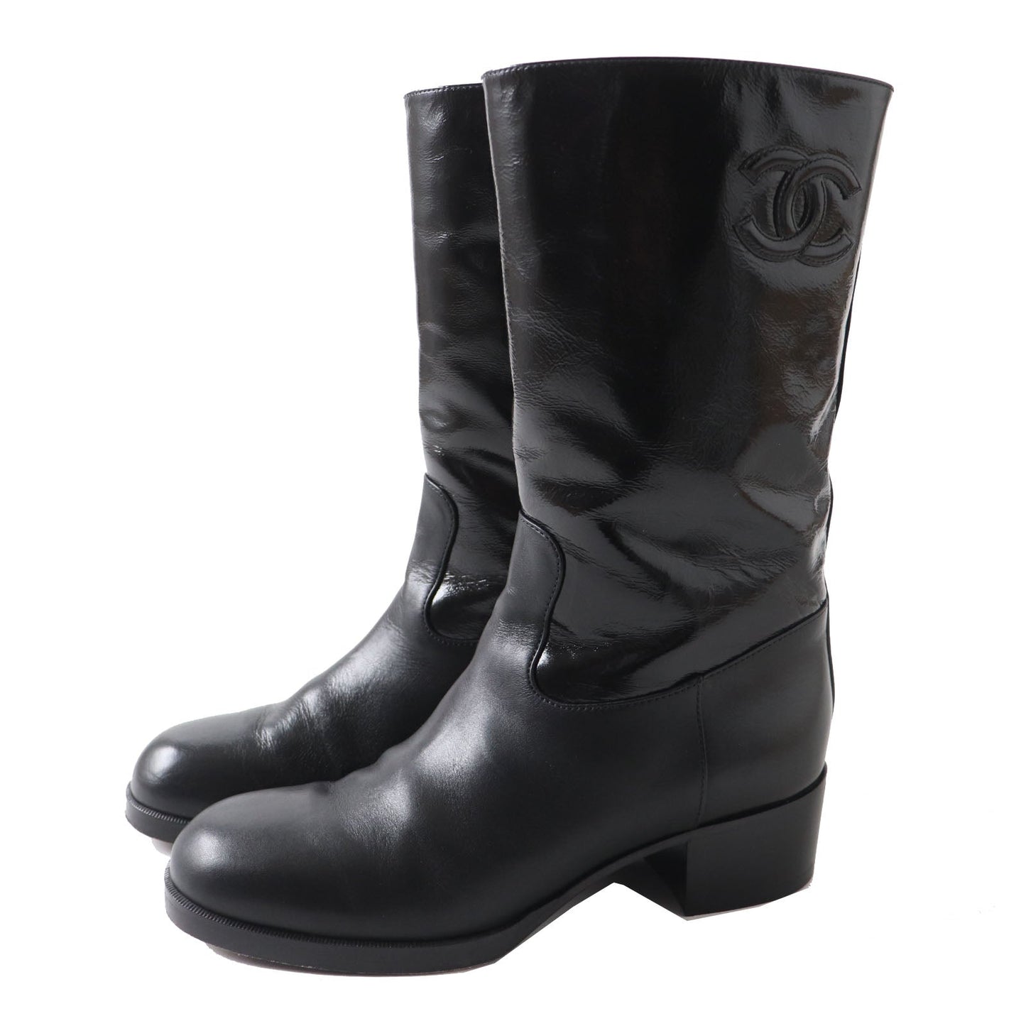CHANEL Ankle boots 21A G37981 Shine Calfskin Calfskin black 37.5