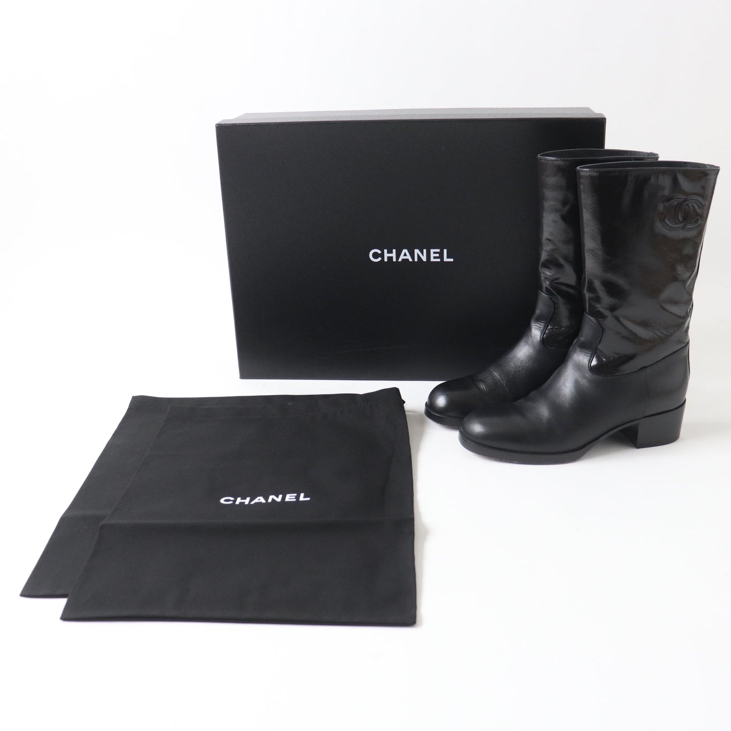 CHANEL Ankle boots 21A G37981 Shine Calfskin Calfskin black 37.5