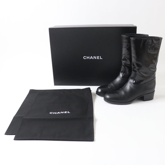 CHANEL Ankle boots 21A G37981 Shine Calfskin Calfskin black 37.5