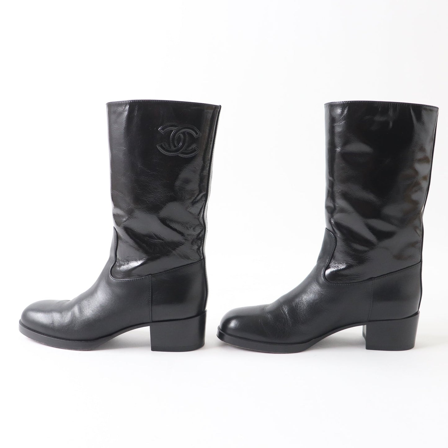 CHANEL Ankle boots 21A G37981 Shine Calfskin Calfskin black 37.5