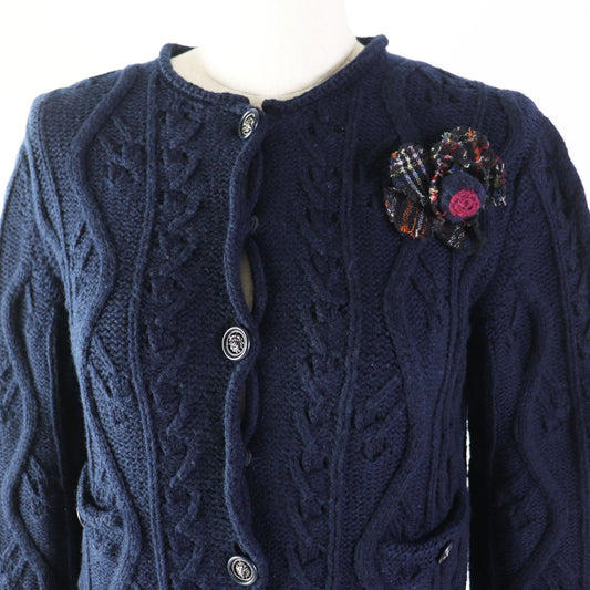 CHANEL cardigan P46489 cashmere Navy 34