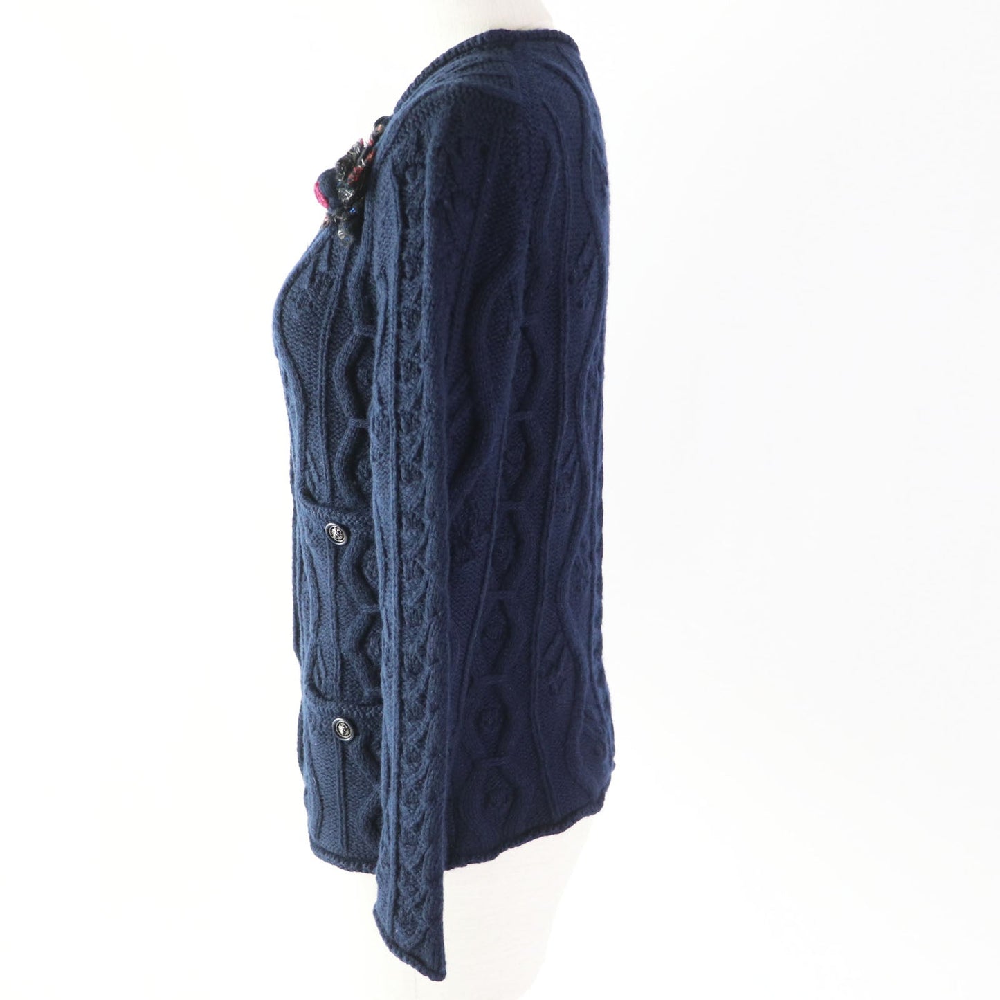 CHANEL cardigan P46489 cashmere Navy 34