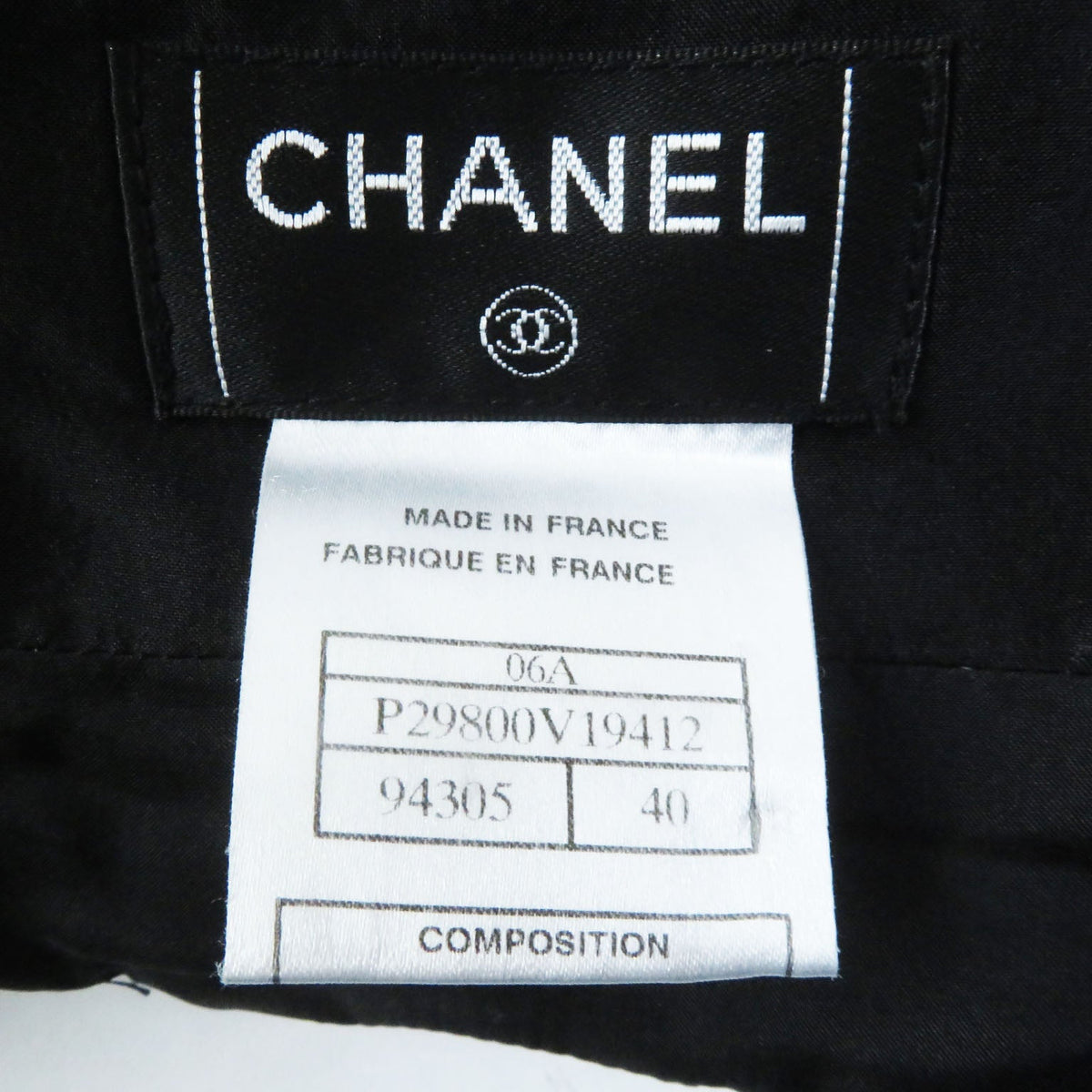 CHANEL skirt 06A P29800 wool black 40