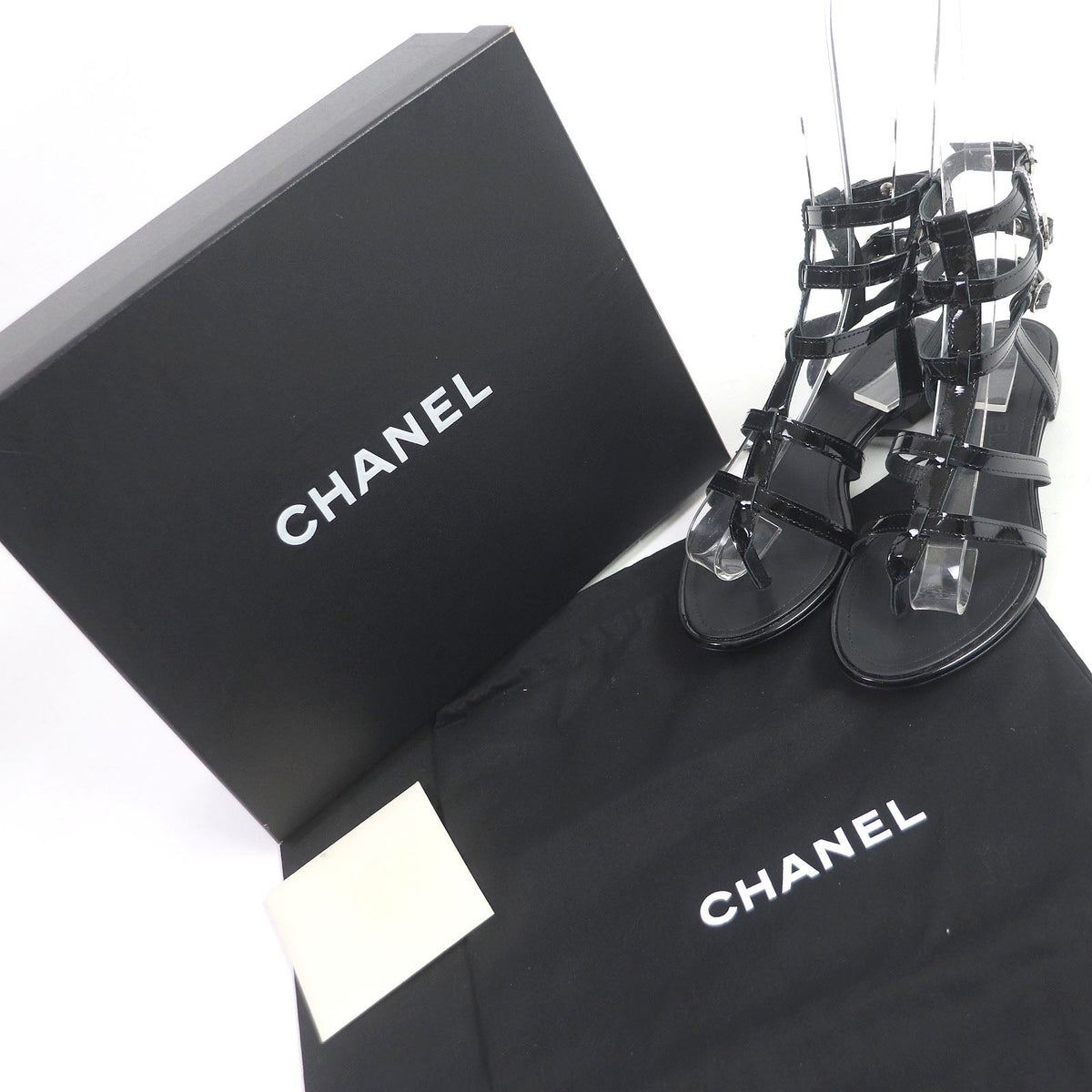 CHANEL Sandals G25488 leather black 35