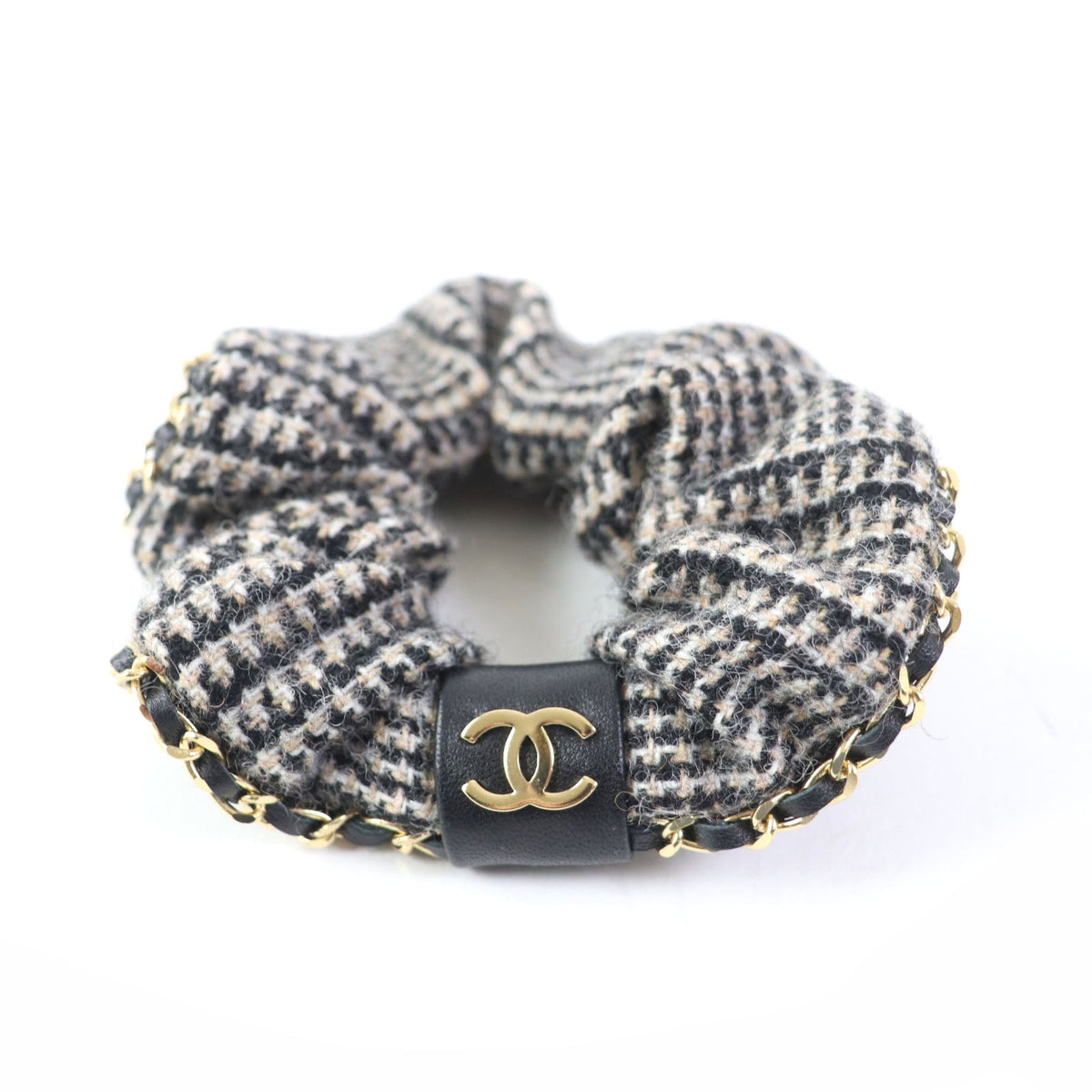 CHANEL hair accessory A22 cotton multicolor COCO Mark Houndstooth Scrunchie