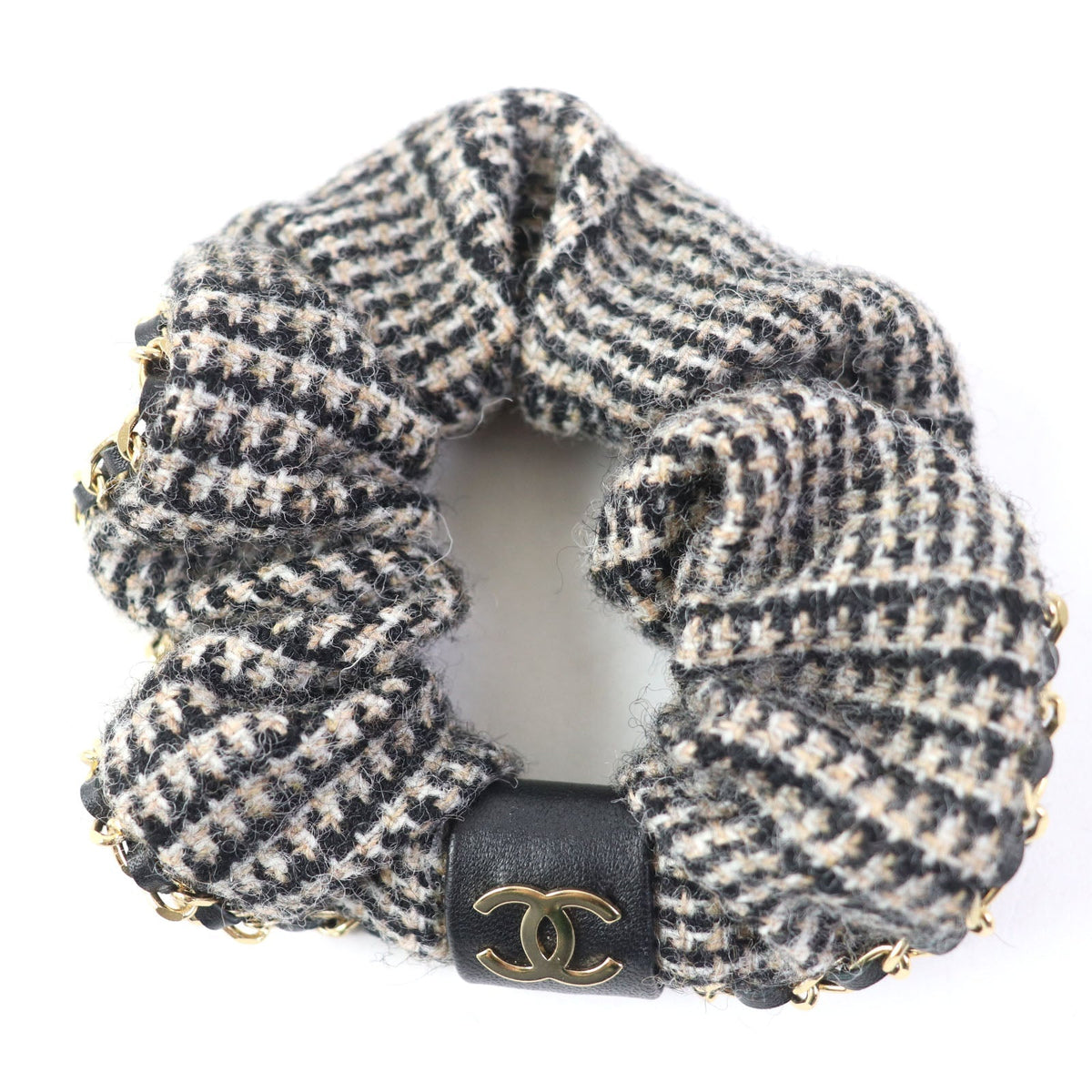 CHANEL hair accessory A22 cotton multicolor COCO Mark Houndstooth Scrunchie