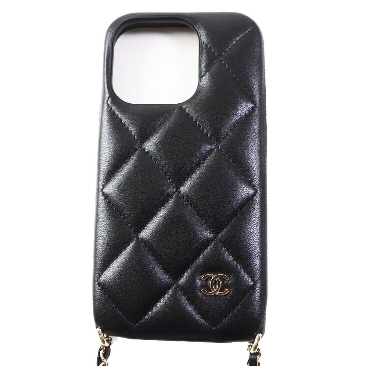 CHANEL iPhone case AP3556 lambskin black Matrasse