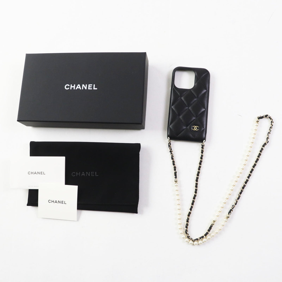 CHANEL iPhone case AP3556 lambskin black Matrasse