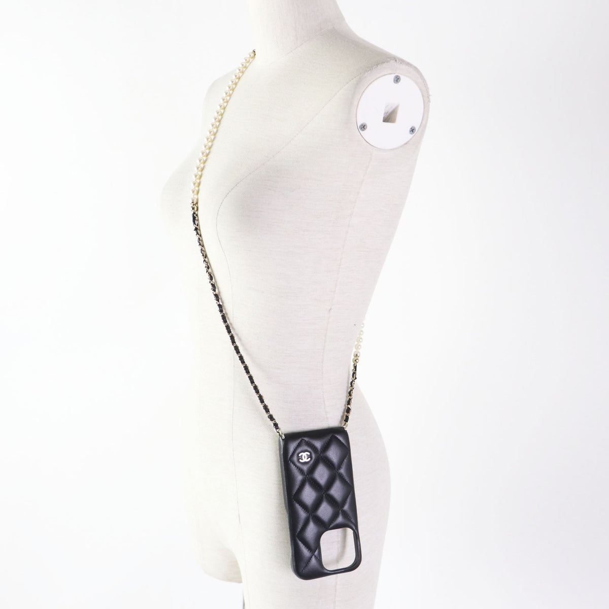 CHANEL iPhone case AP3556 lambskin black Matrasse
