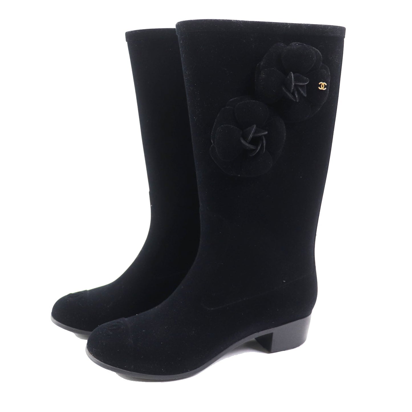 CHANEL boots Velor black Women 35 Used