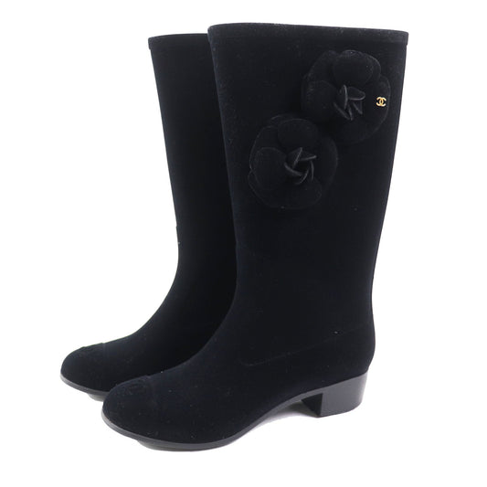 CHANEL boots Velor black Women 35 Used