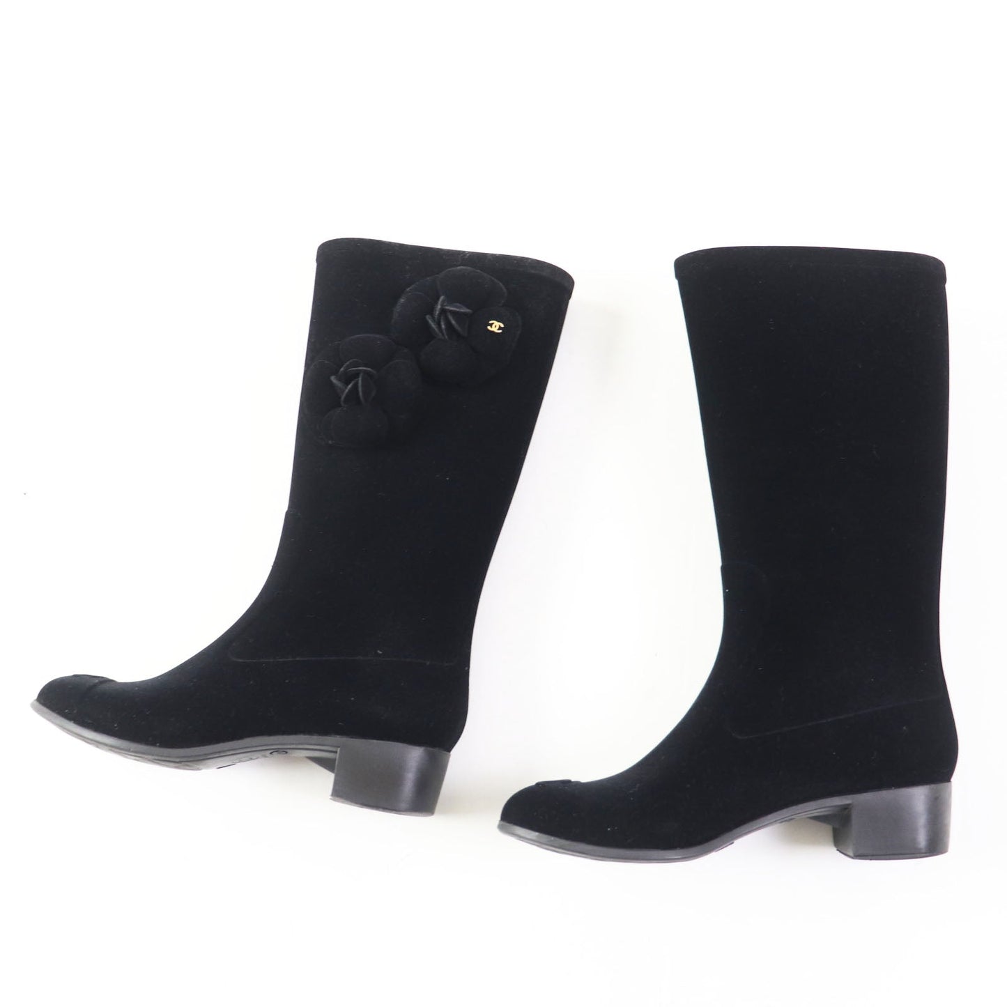 CHANEL boots Velor black Women 35 Used