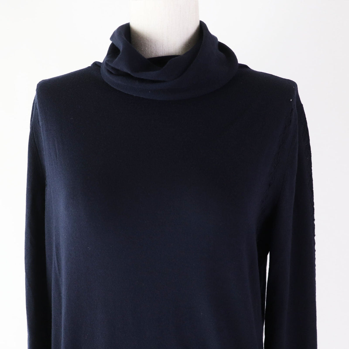 CHANEL knit 19B P62251 wool Navy 38