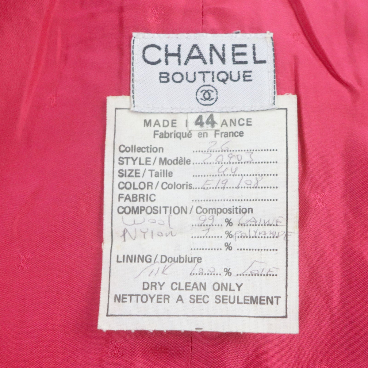 CHANEL setup Outer: 99% wool, Outer: 1% nylon, Lining: 100% silk pink Women 44 Used