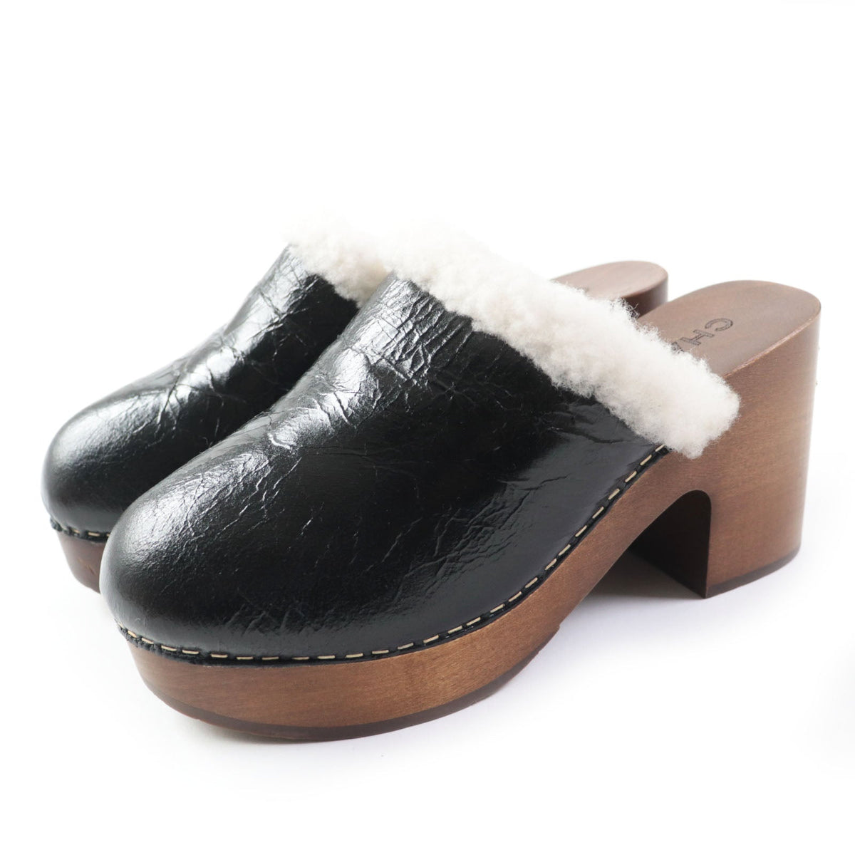 CHANEL Sandals G35368 Sheepskin Black brown 36