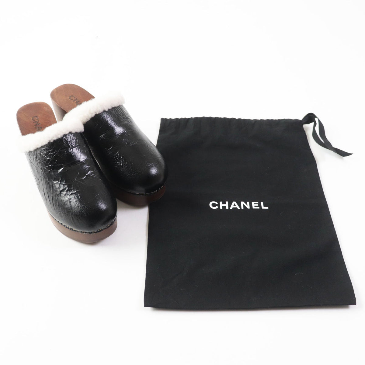 CHANEL Sandals G35368 Sheepskin Black brown 36
