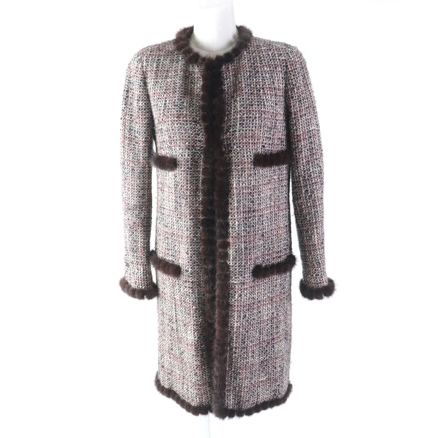 CHANEL coat 03A P21803 Outer: 94% wool, Outer: 3% mohair, Outer: 2% polyester, Outer: 1% nylon, Lining: 100% silk multicolor Women 34 Used