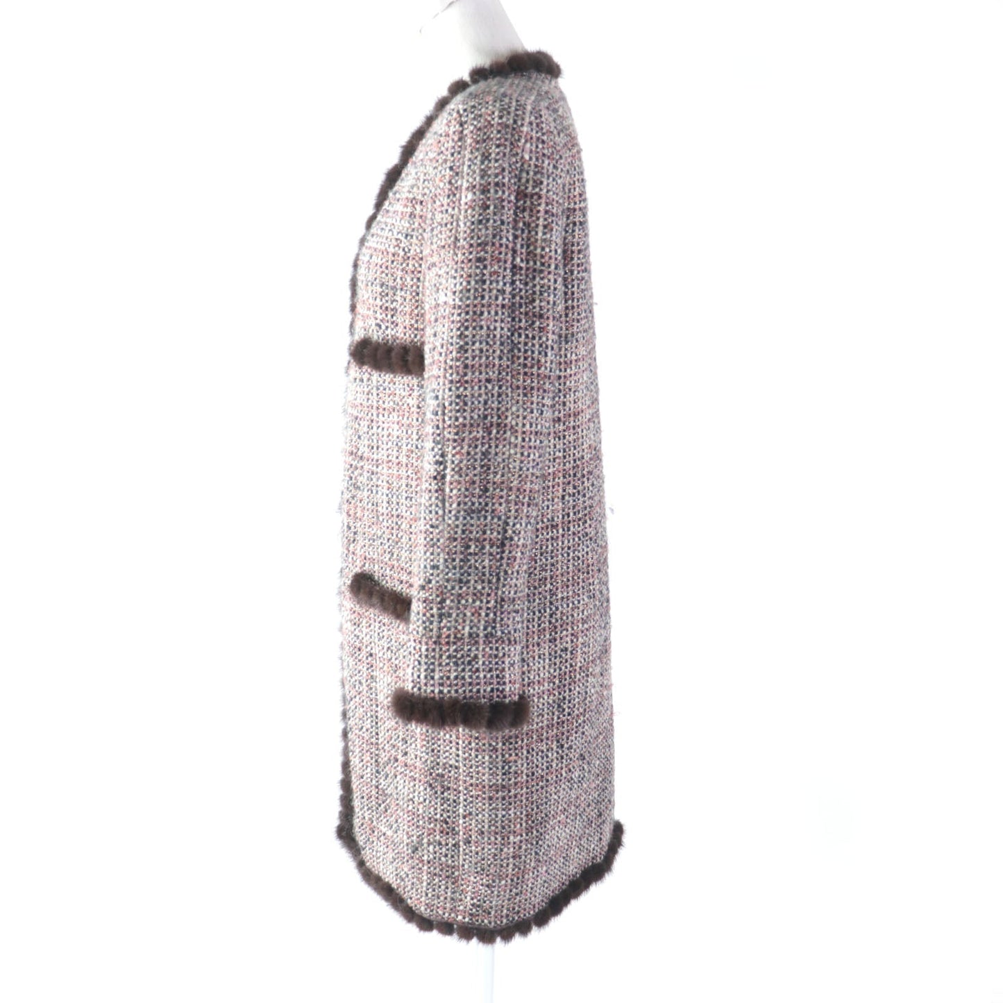 CHANEL coat 03A P21803 Outer: 94% wool, Outer: 3% mohair, Outer: 2% polyester, Outer: 1% nylon, Lining: 100% silk multicolor Women 34 Used