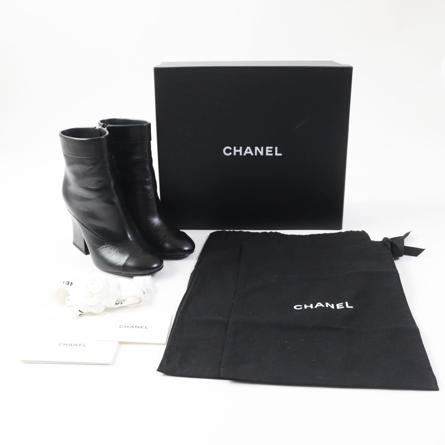 CHANEL Ankle boots 22A G39262 Shiny Goatskin Imitation Pearl black Women 36.5 Used