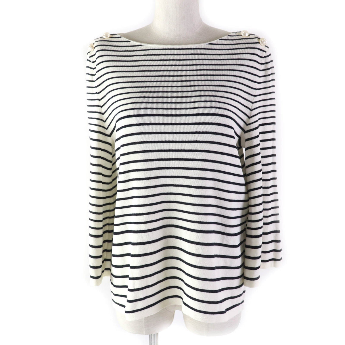 CHANEL knit P56071 paper White black 38