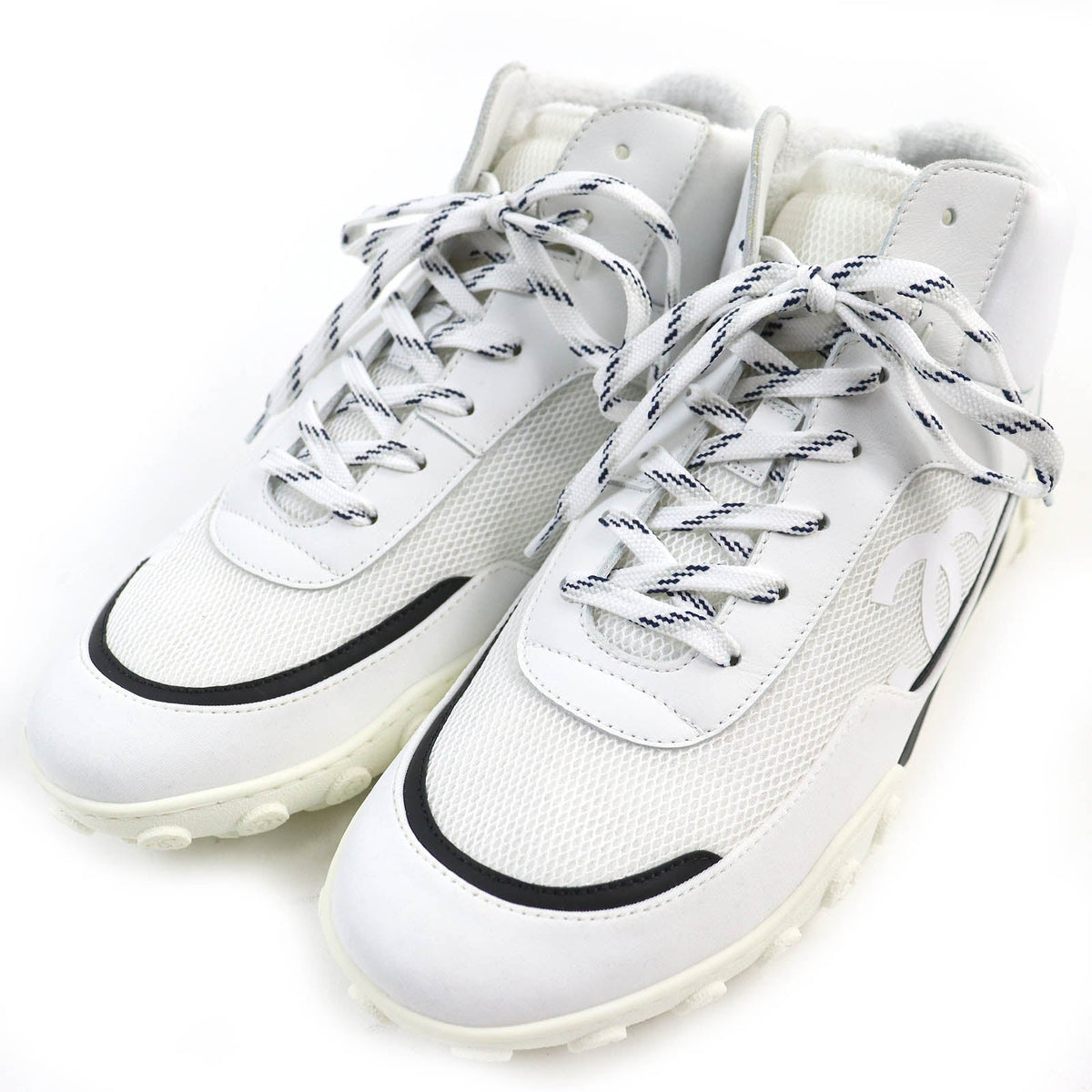 CHANEL High cut sneakers G34086 Main: Leather White black mens 40 Used