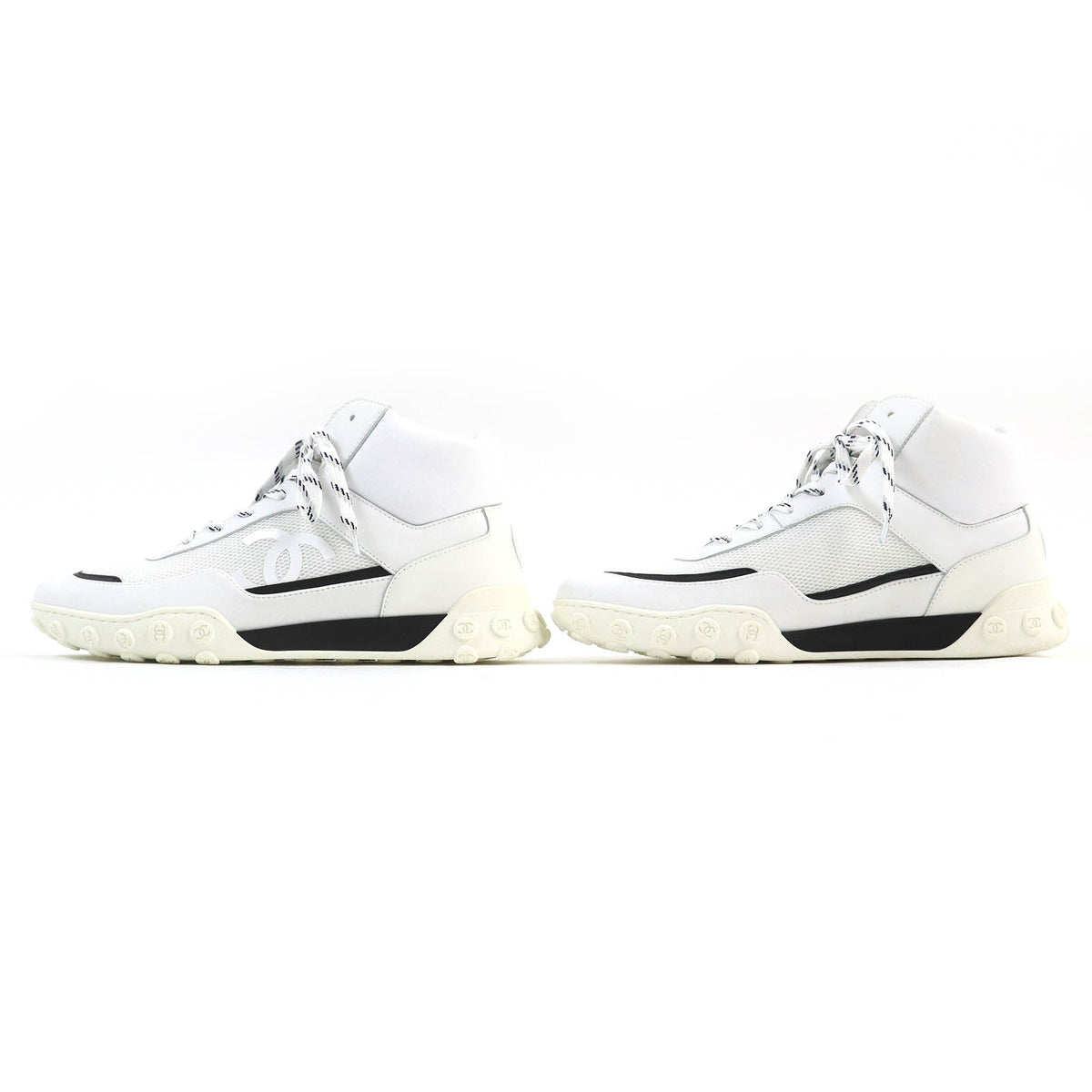 CHANEL High cut sneakers G34086 Main: Leather White black mens 40 Used