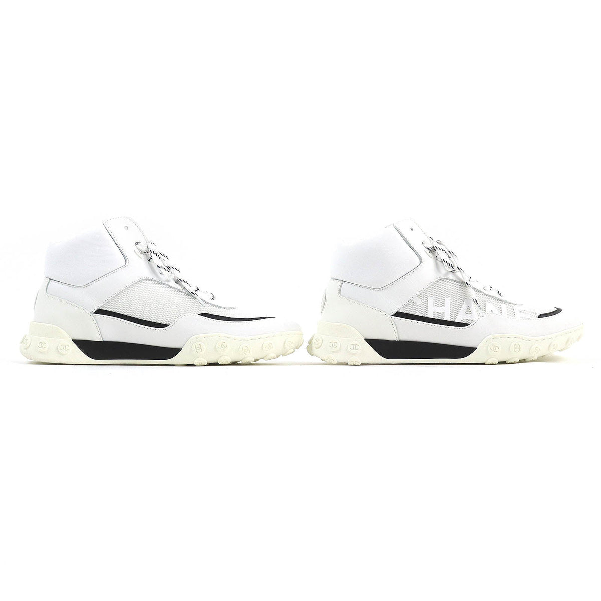 CHANEL High cut sneakers G34086 Main: Leather White black mens 40 Used