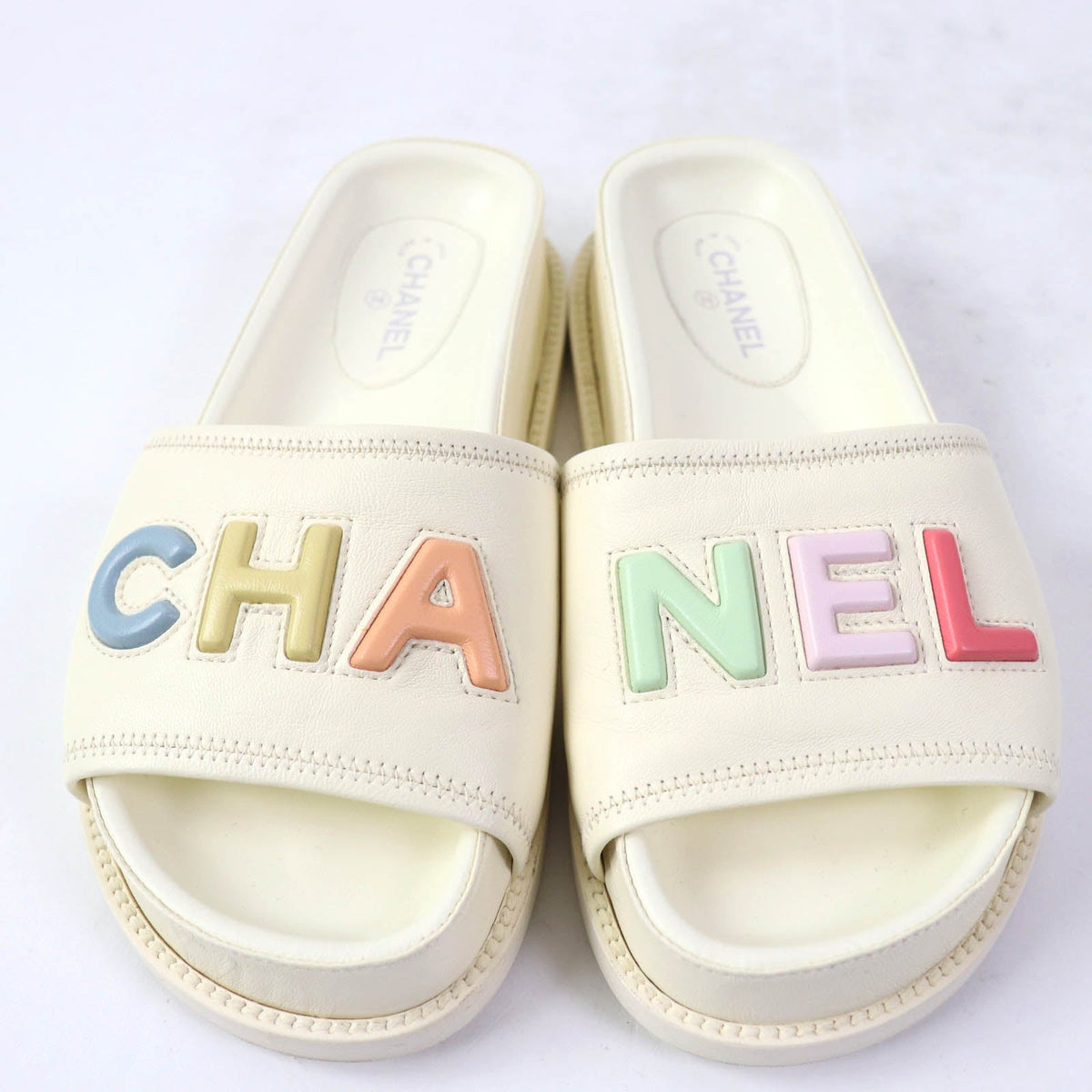 CHANEL Sandals G38933 leather Ivory 35