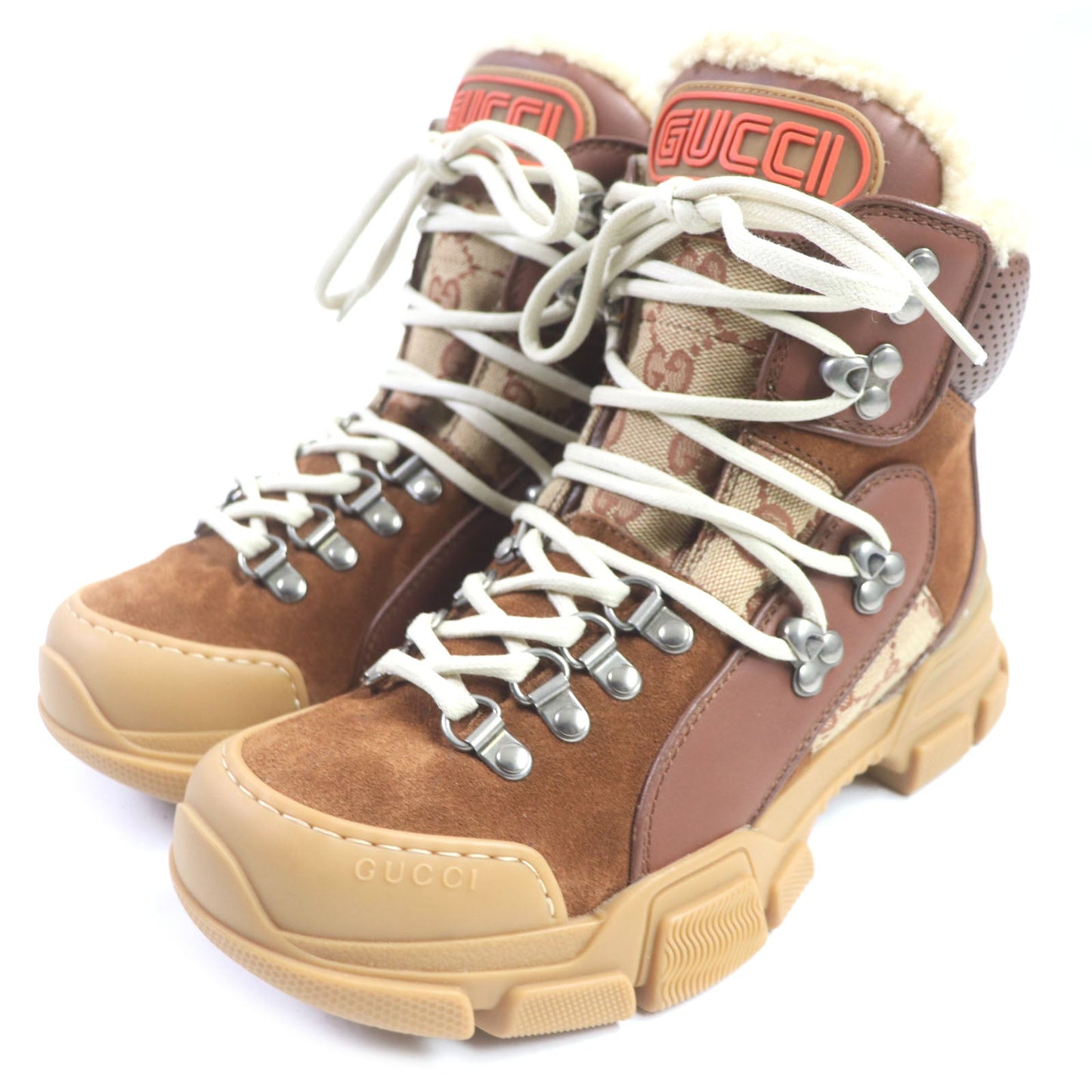 GUCCI High cut sneakers Suede Brown Flash trek Women 36 Secondhand