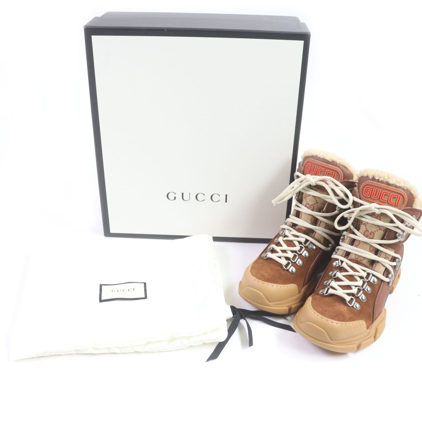 GUCCI High cut sneakers Suede Brown Flash trek Women 36 Secondhand