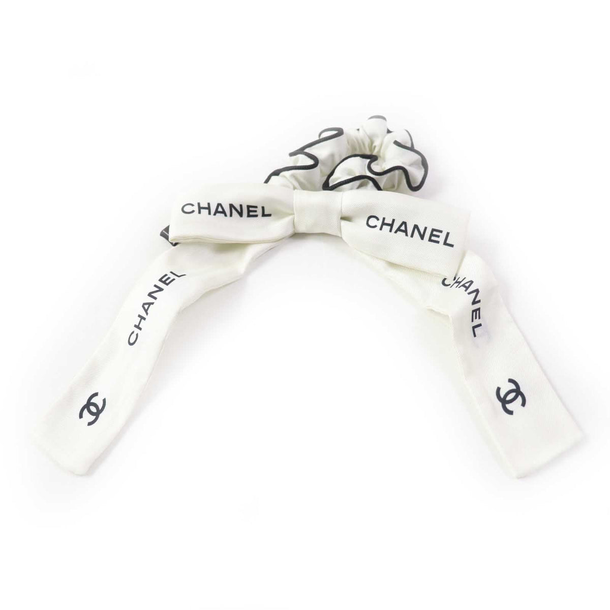 CHANEL hair accessory AA8926 silk White black