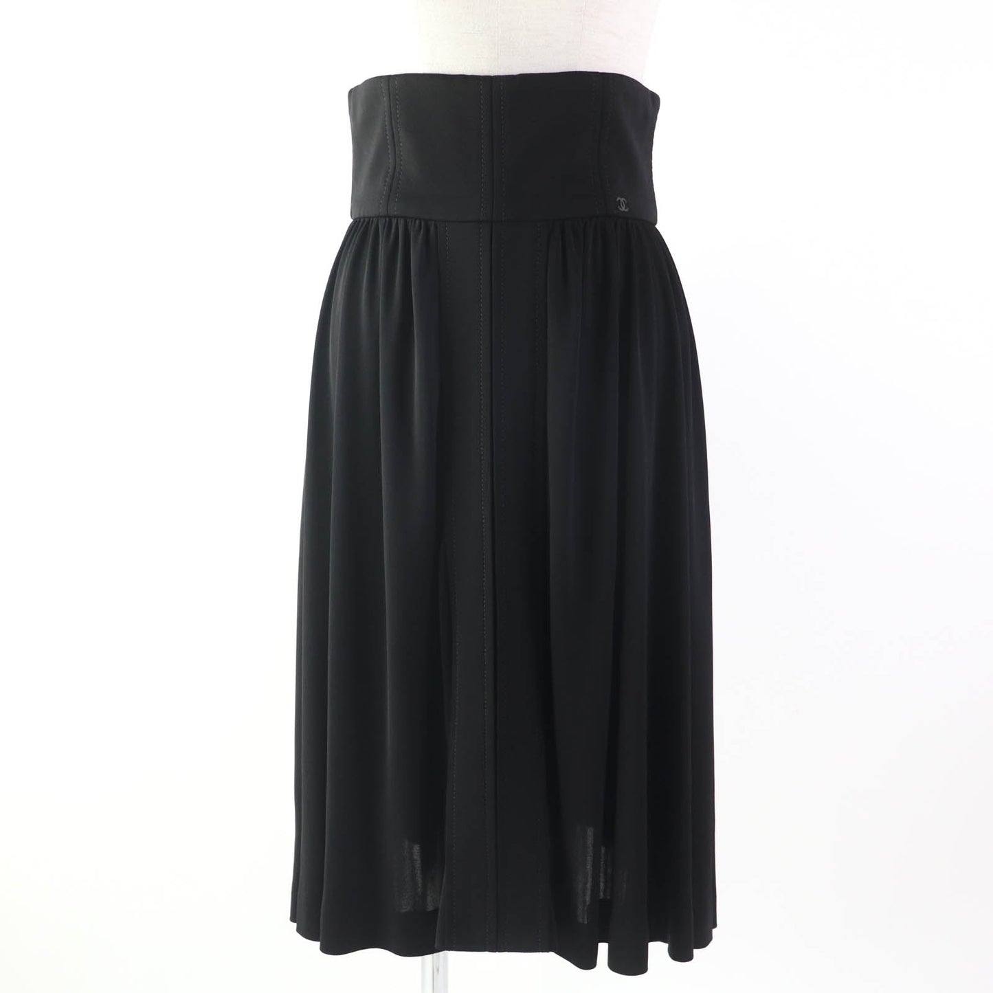 CHANEL flare skirt P54660 Rayon black 36
