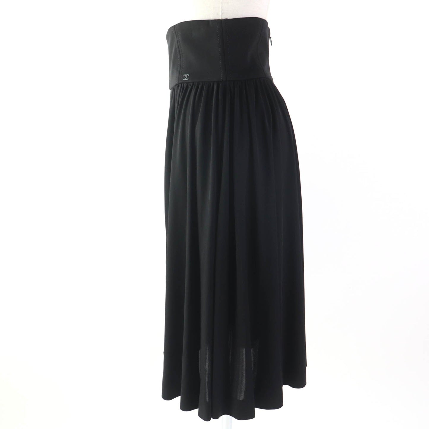 CHANEL flare skirt P54660 Rayon black 36
