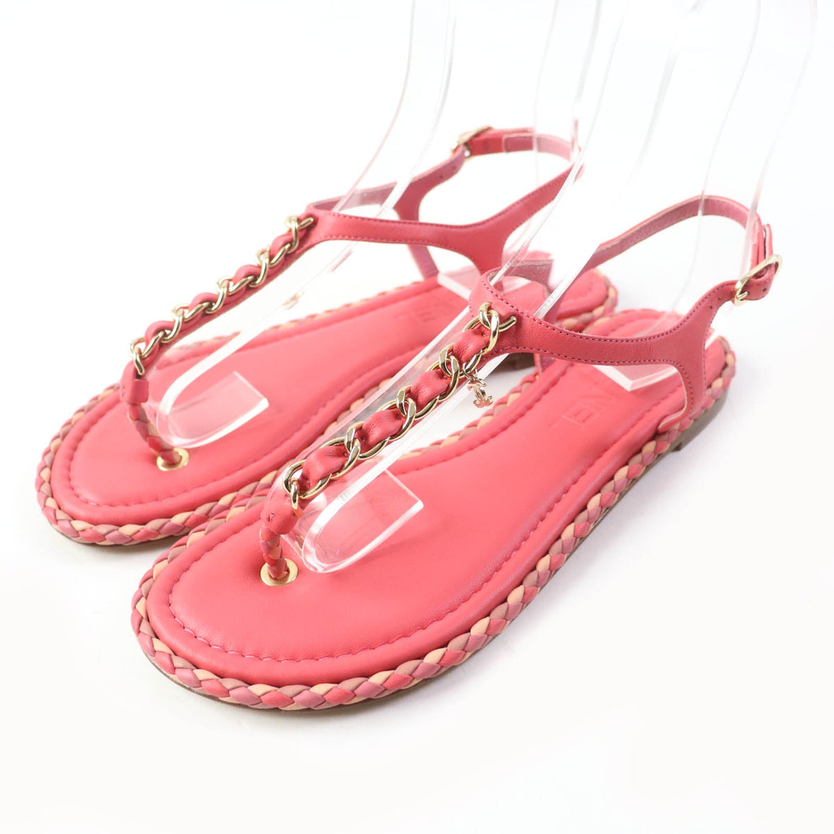 CHANEL Sandals leather pink 37 C