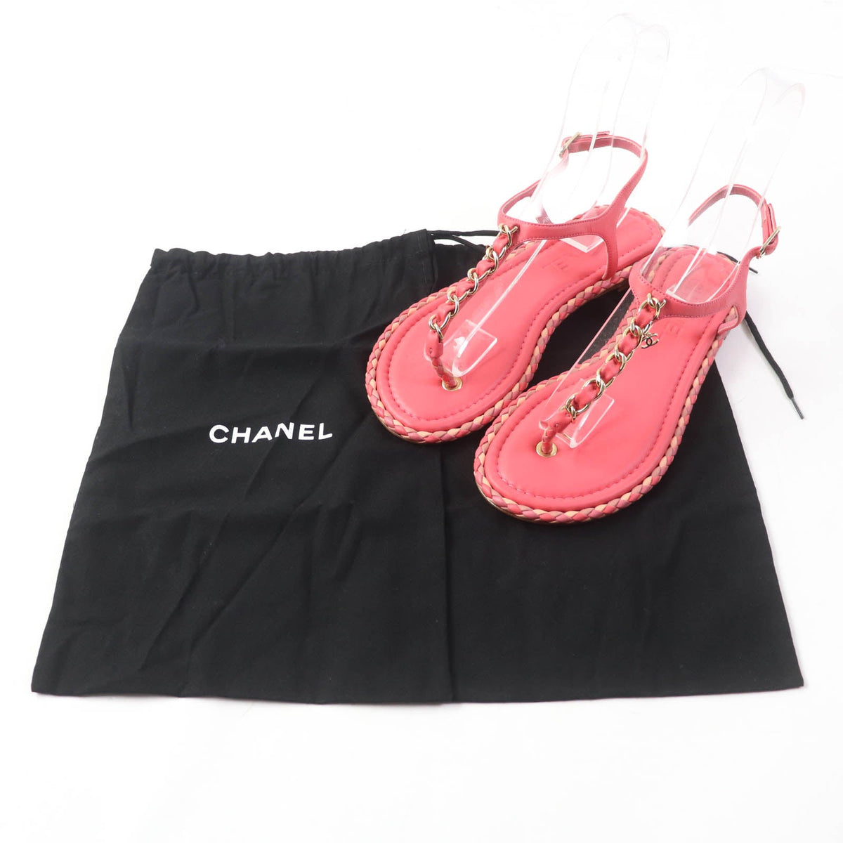 CHANEL Sandals leather pink 37 C