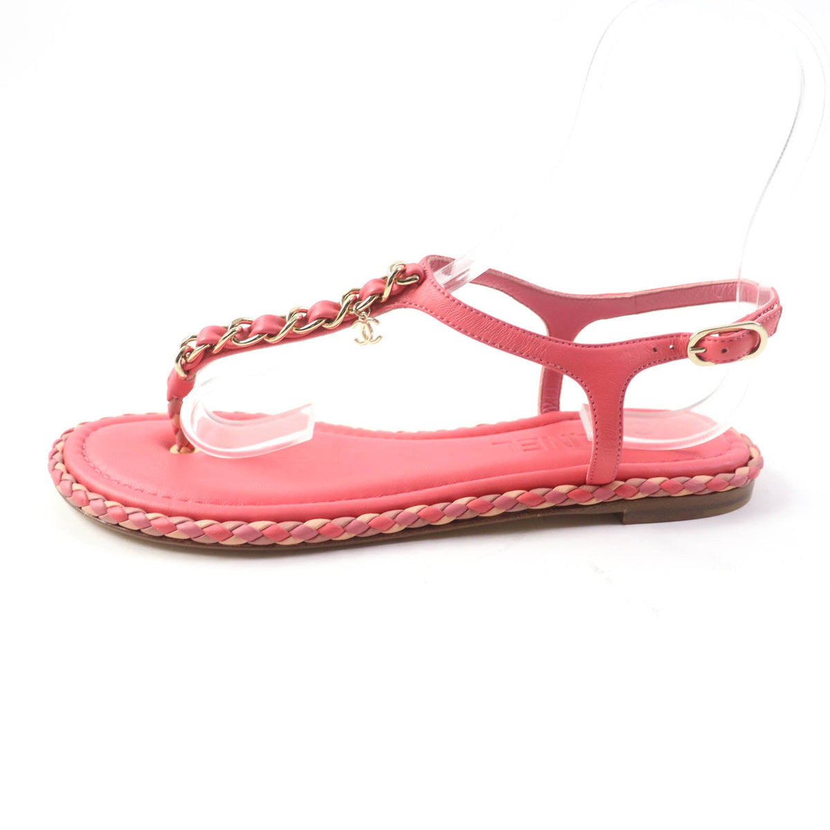 CHANEL Sandals leather pink 37 C