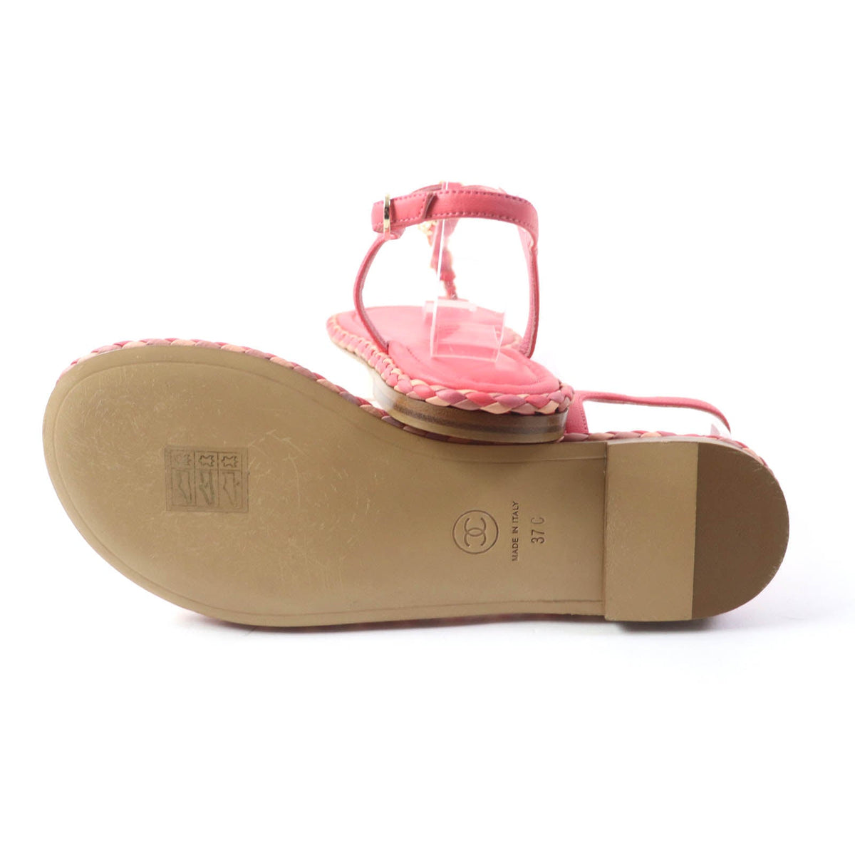 CHANEL Sandals leather pink 37 C