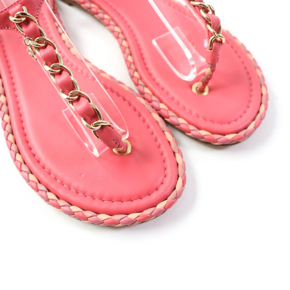 CHANEL Sandals leather pink 37 C