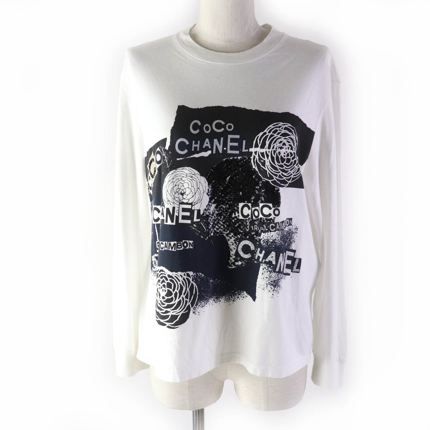 CHANEL Cut P63300 cotton White black S