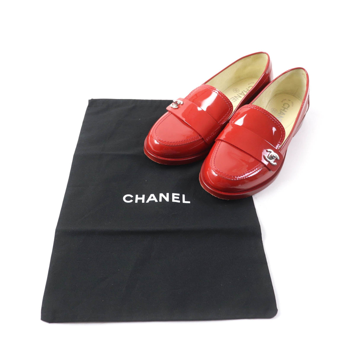 CHANEL loafers G30708 Patent leather Red 35 1/2C