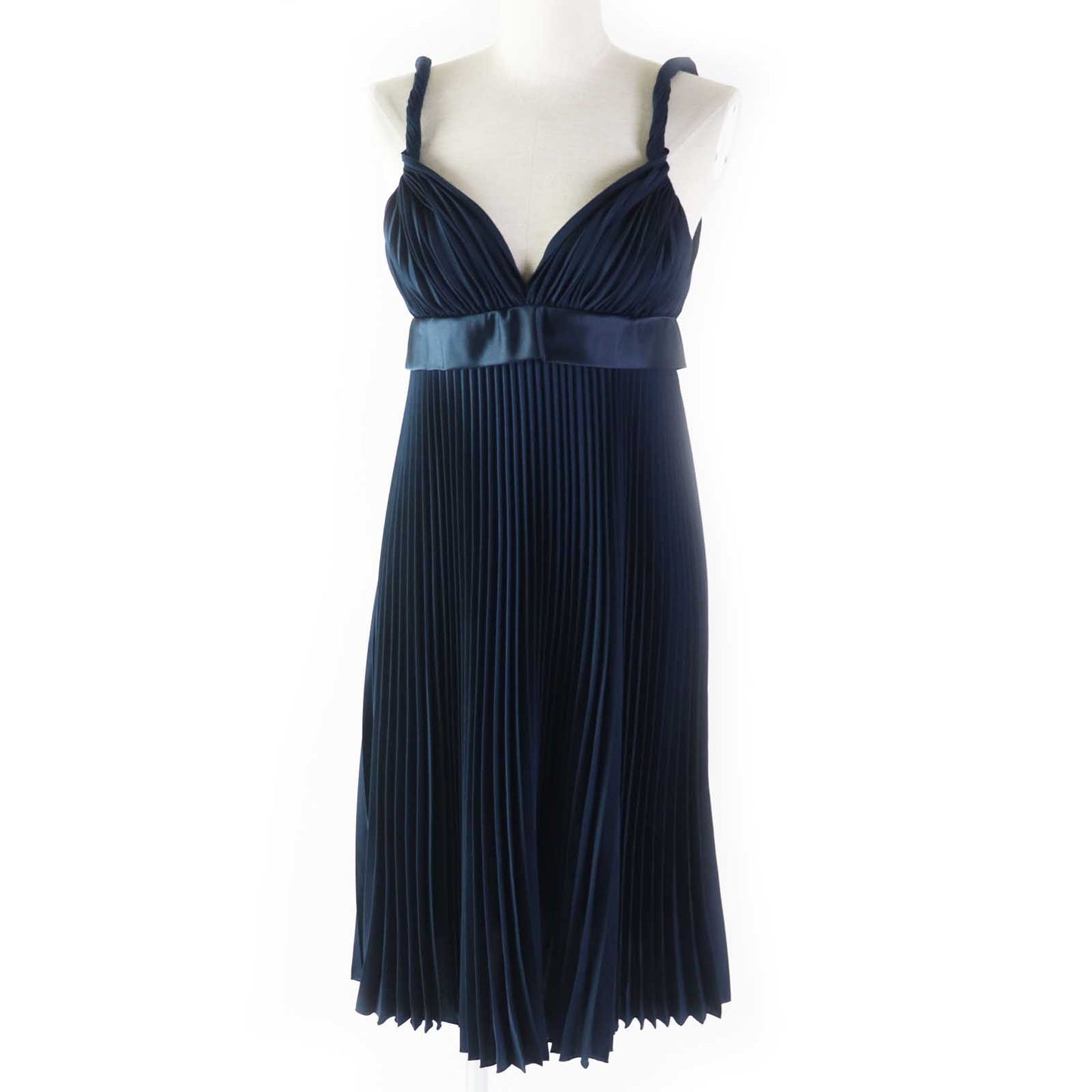 Burberry Pleated Cami One Piece Dress Navy 38
